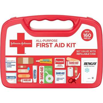 Johnson & Johnson 160-Piece Compact First Aid Kit for Home & Travel
