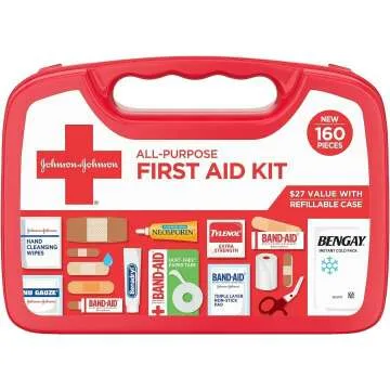 Johnson & Johnson 160-Piece Compact First Aid Kit for Home & Travel