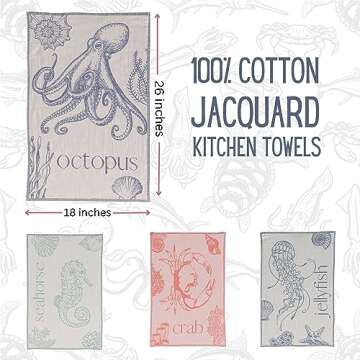 sea me at home Jacquard Tea Towels for Kitchen, Dish Towels for Drying Dishes, Kitchen Towels and Di...
