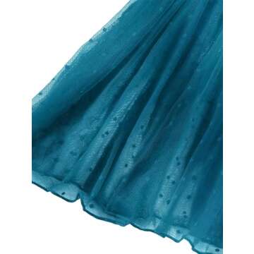 Lilosy Sexy Polka Dots Mesh Sheer Babydoll Chemise Lingerie Set Floral Lace Nightwear Women Deep V Neck Slip NightDress with Thong 2 Piece Turquoise Medium