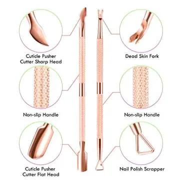Cuticle Trimmer Cuticle Remover with Cuticle Pusher, XUNXMAS Professional Stainless Steel Durable Pedicure Manicure Tools Cutter Nipper Scissor Clipper for Fingernails and Toenails Rose Gold