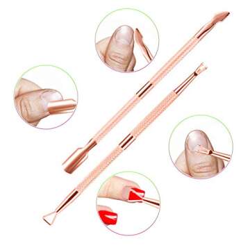 Cuticle Trimmer Cuticle Remover with Cuticle Pusher, XUNXMAS Professional Stainless Steel Durable Pedicure Manicure Tools Cutter Nipper Scissor Clipper for Fingernails and Toenails Rose Gold