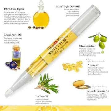 Bliss Kiss | Crisp Fragrance 4 Nail Oil Cuticle Pens w/Vitamin E & Jojoba⏤Nail Strengthener Nail Growth Serum for Brittle Peeling Breaking Thin Nails