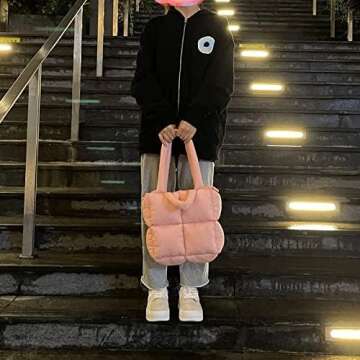 TBMAKE Women's Luxury Padded Shoulder Handbag (Pink, Satchel, 17.0 x 8.0 x 16.0 cm, 0.5 kg, Polyester and Nylon)