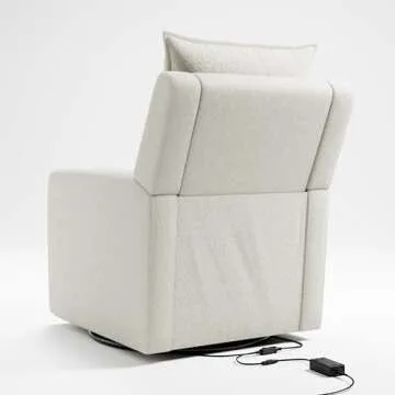 Storkcraft Timeless Recliner Glider with USB Charging Port (Ivory Boucle) - Ultimate Nursery Rocking Chair, Baby Glider Chair for Nursery, 360° Swivel Recliner, Plush Upholstery