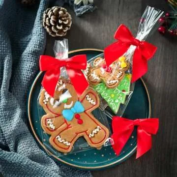 RainbowPana 120 Pack Christmas Luxury Twist Tie Bows, Red 3" Satin Ribbon Pretied Bows, Premade Craft Decoration for Package Cake Pop Basket Favors Cookie Candy, Gift Wrapping Baby Shower Wedding