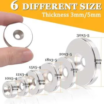 50 Pcs Strong Ring Neodymium Magnets with Hole, Small Permanent Round Rare Earth Magnets Heavy Duty, for Locker Refrigerator Cruise Crafts Science Industrial Screws (10 x 5 mm Hole 4 mm)