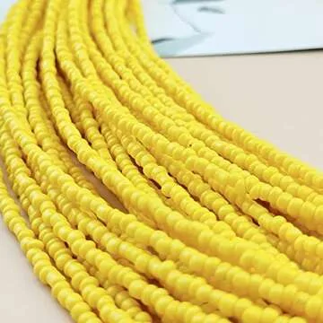 Bocar Multi Layer Chunky Bib Statement Seed Beads Cluster Collar Necklace for Women Gift (NK-10351-yellow)