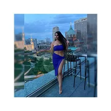 BEAGIMEG Women’s One Shoulder Bodycon Dress in Royal Blue