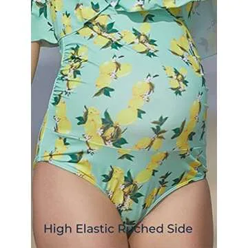 MiYang Maternity Swimsuit Flounced One Piece Bathing Suit Off-Shoulder Pregnancy Swimwear