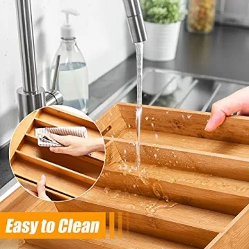 Bellsal Expandable Bamboo Cutlery Tray - Perfect Organizer
