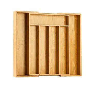 Bellsal Expandable Bamboo Cutlery Tray - Perfect Organizer