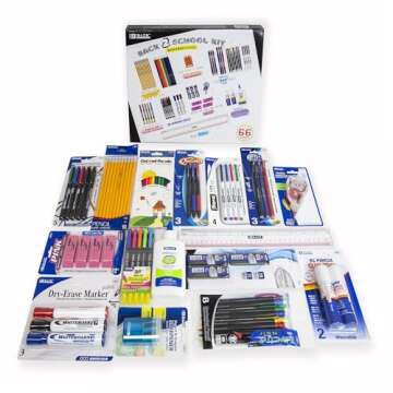 BAZIC School Kit 66 Pieces, School Supplies Bundle Pack for K-12 Grade Student, Pencil, Eraser, High...