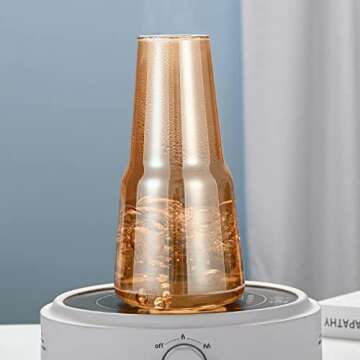 Sizikato Amber Glass Bedside Night Water Carafe with Tumbler
