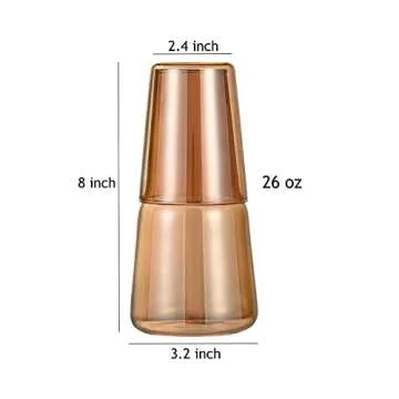 Sizikato Amber Glass Bedside Night Water Carafe with Tumbler