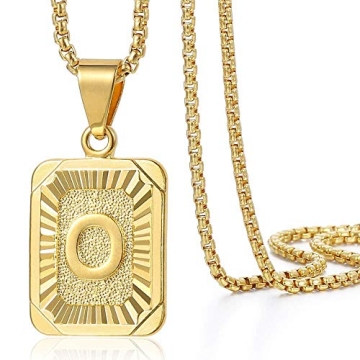 Gold Plated Letter O Pendant Necklace by Trendsmax