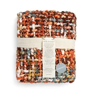 DEMDACO Woven Fringed Terracotta Red 50 x 36 Acrylic Fabric Throw Blanket