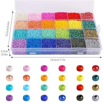 DICOBD 31200pcs 2mm Glass Seed Beads for Bracelet Making Kit, Small Beads, 24 Color Craft Beads for Jewelry Making and Crafts