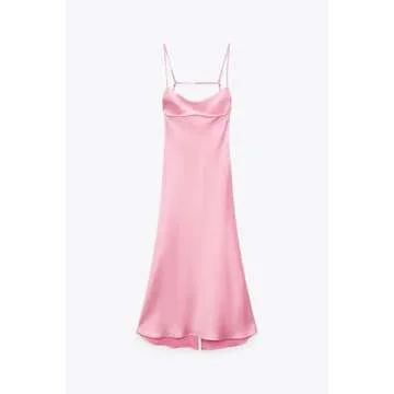 Pink Camis Long Dresses Women Satin Cut Out Sleeveless Slip Dress Female Backless Sexy Party Dresses Summer Slit Midi Dress