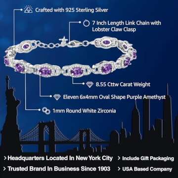 Gem Stone King 8.55 Cttw Purple Amethyst Tennis Bracelet For Women | 925 Sterling Silver | Gemstone ...