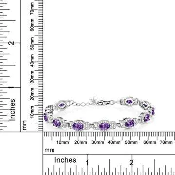 Gem Stone King 8.55 Cttw Purple Amethyst Tennis Bracelet For Women | 925 Sterling Silver | Gemstone Birthstone | 7 Inch | With 1 Inch Extender