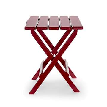 Camco 51694 Red Large Adirondack Portable Outdoor Folding Side Table, Perfect for The Beach, Camping...