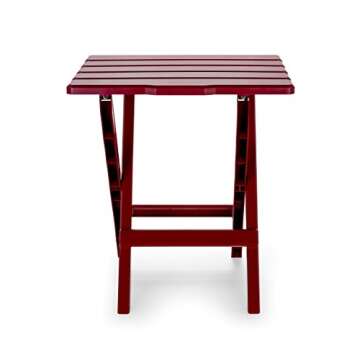 Camco 51694 Red Large Adirondack Portable Outdoor Folding Side Table, Perfect for The Beach, Camping, Picnics, Cookouts and More, Weatherproof and Rust Resistant