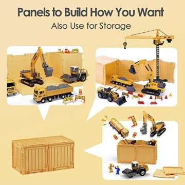 iPlay, iLearn Construction Site Vehicles Toy Set, Kids Engineering Playset, Tractor, Digger, Crane, Dump Trucks, Excavator, Cement, Steamroller, Birthday Gift for 3 4 5 Year Old Toddlers Boys Children