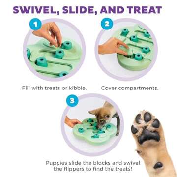 Outward Hound by Nina Ottosson Puppy Hide N' Slide Treat Puzzle Enrichment Dog Toy, Green