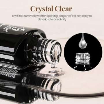 Beetles Top Coat Base Gel & Nail Glue Set-3Pcs No Wipe Top Coat & Base Coat with 5 In 1 Nail Glue Shine Effect Long Lasting Soak Off Uv Light Lamp Diy Gift for Women & Girls