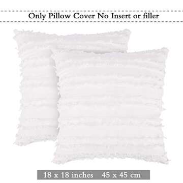Bedwin 18 x 18 Ivory White Throw Pillow Covers Set of 2, Boho Striped Linen Decorative Pillow Cushion Covers for Couch Farmhouse Sofa Chair Living Room