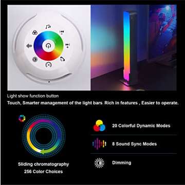 UweSmart Smart LED Light Bars, Light Show Gaming Speaker, RGB Bookshelf Sound bar, HiFi Sound Quality and Colorful Atmosphere, 256 RGB Colors, 20 Scene and 8 Sync Music Mode, with AUX USB Bluetooth