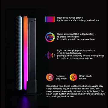 UweSmart Smart LED Light Bars, Light Show Gaming Speaker, RGB Bookshelf Sound bar, HiFi Sound Quality and Colorful Atmosphere, 256 RGB Colors, 20 Scene and 8 Sync Music Mode, with AUX USB Bluetooth