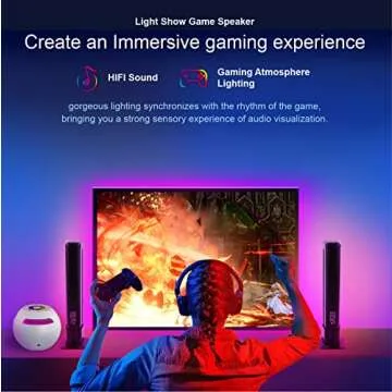 UweSmart Smart LED Light Bars, Light Show Gaming Speaker, RGB Bookshelf Sound bar, HiFi Sound Quality and Colorful Atmosphere, 256 RGB Colors, 20 Scene and 8 Sync Music Mode, with AUX USB Bluetooth