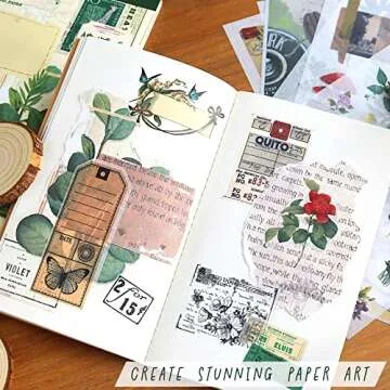 FAYWARE Washi Vintage Stickers for Scrapbooking - Ephemera Book for Journaling with 453 Stickers and...