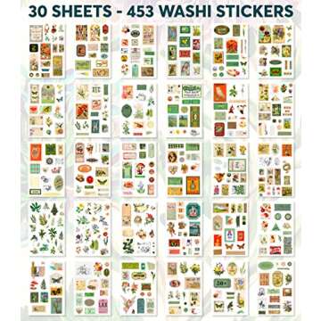 FAYWARE Washi Vintage Stickers for Scrapbooking - Ephemera Book for Journaling with 453 Stickers and 20 Scrapbook Papers. Ephemera for Junk Journals, Journaling Supplies