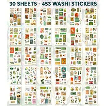 FAYWARE Washi Vintage Stickers for Scrapbooking - Ephemera Book for Journaling with 453 Stickers and 20 Scrapbook Papers. Ephemera for Junk Journals, Journaling Supplies