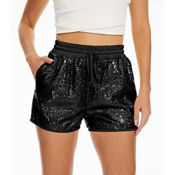 Summer Sequins Rave Shorts for Women High Waist Casual Loose A Line Hot Pants Sparkly Clubwear Night...