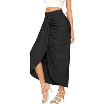SheIn Women's Asymmetrical Draped Maxi Skirt - Elegant Style