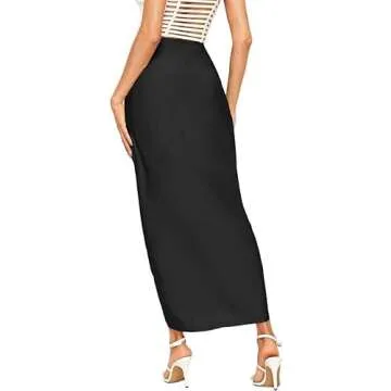 SheIn Women's Asymmetrical Draped Maxi Skirt - Elegant Style