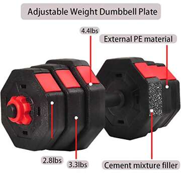 Weights Dumbbells Set Adjustable to 44Lbs, Free Weight Set for Men and Women Home Weight Set Fitness Barbell Set with Connecting Rod Gym Workout Exercise Training