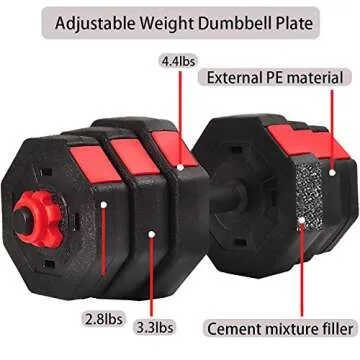 Weights Dumbbells Set Adjustable to 44Lbs, Free Weight Set for Men and Women Home Weight Set Fitness Barbell Set with Connecting Rod Gym Workout Exercise Training