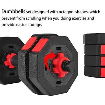 Weights Dumbbells Set Adjustable to 44Lbs, Free Weight Set for Men and Women Home Weight Set Fitness Barbell Set with Connecting Rod Gym Workout Exercise Training