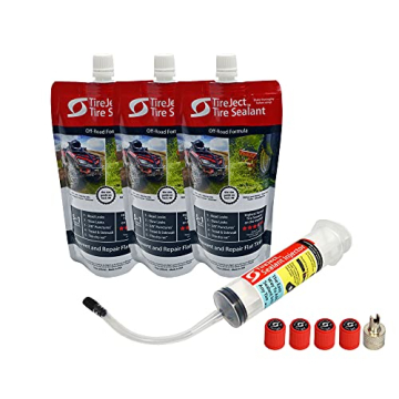 TireJect Lawn Mower Off-Road Tire Sealant - Flat Tire Protection Kit with Sealant Injector - 5-in-1 ...