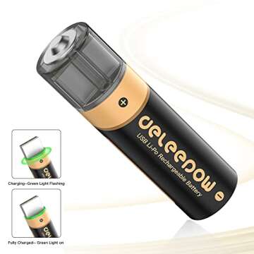 Deleepow USB AA Rechargeable Batteries - Fast Charge & High Capacity