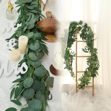 Greentime 6.5ft Artificial Eucalyptus Garland Set for Decor