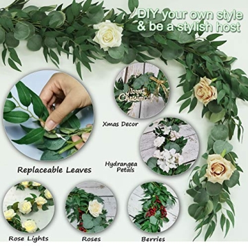 Greentime 6.5ft Artificial Eucalyptus Garland Set for Decor