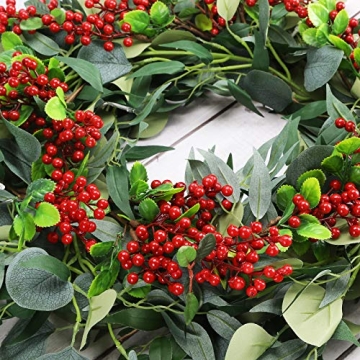 Greentime 6.5ft Artificial Eucalyptus Garland Set for Decor