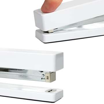 JAM PAPER Modern Desk Stapler - White - Sold Individually