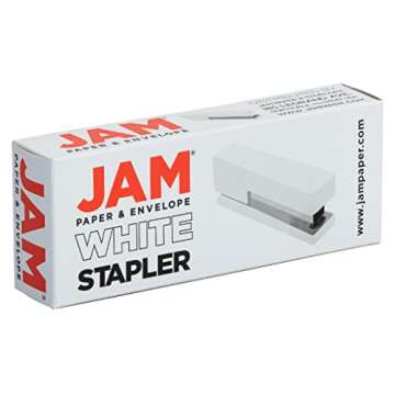 JAM PAPER Modern Desk Stapler - White - Sold Individually